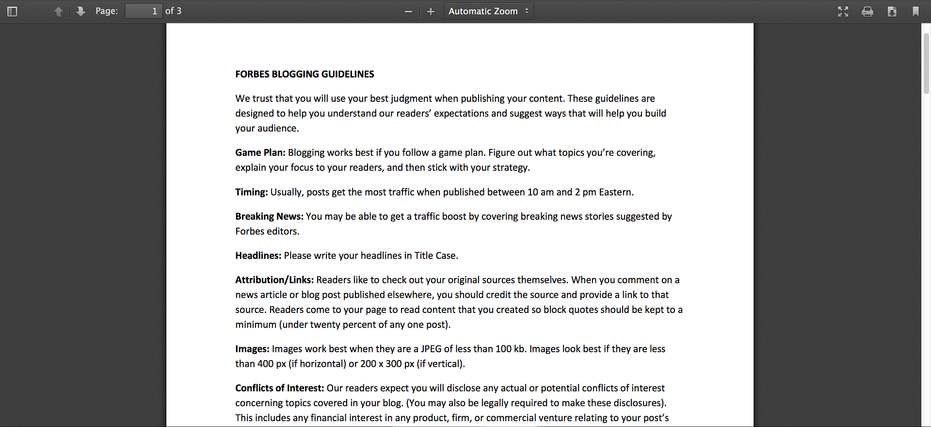 Guest posting guidelines at Forbes
