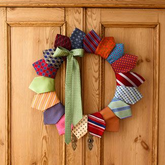 Old Ties into the Christmas Wreath