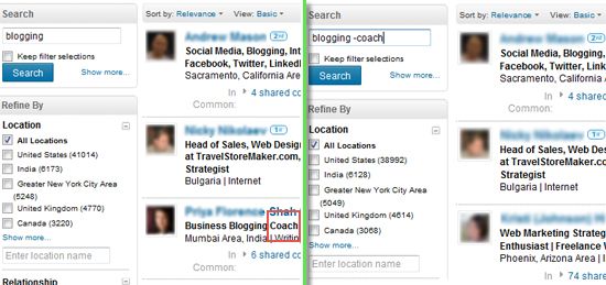 Linkedin - exclude any word from search results
