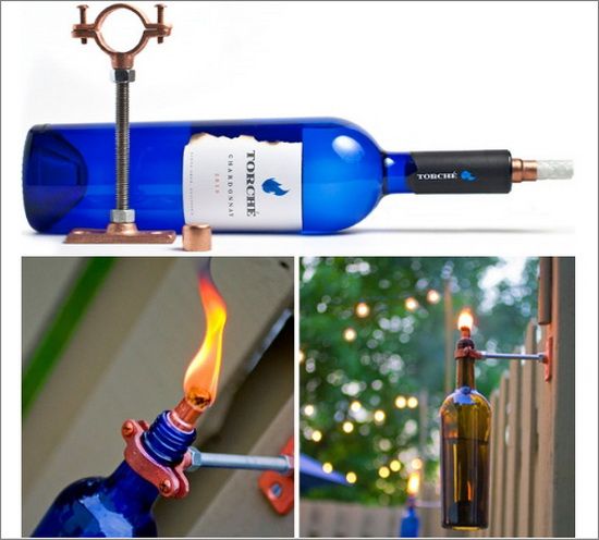 Wine Bottle Tiki Torch