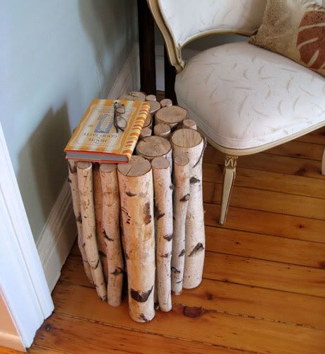 birch log stool