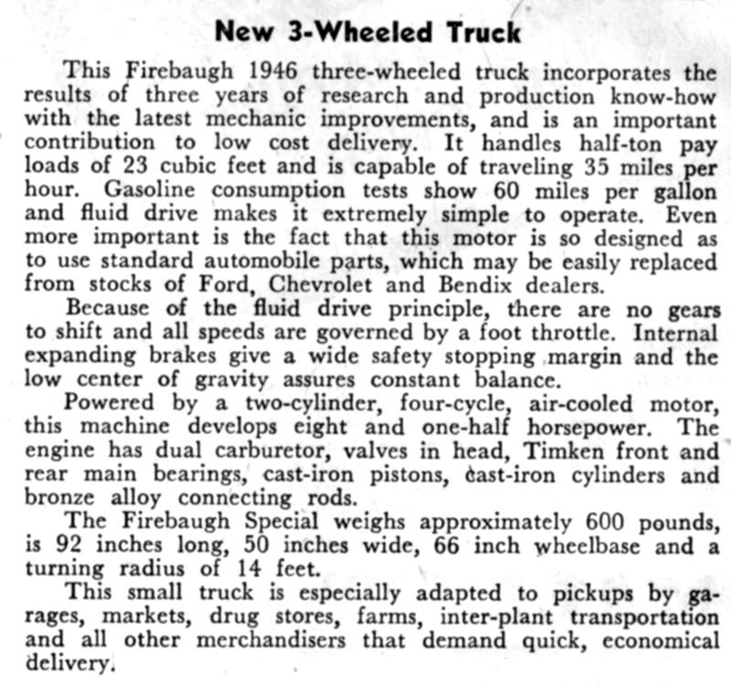 1946 Firebaugh Special 3 Wheeled Truck Smokstak® Antique Engine Community