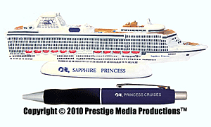 Cast Resin Sapphire Princess Cruise Ship Model with Pen  