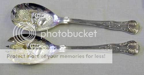 fr rogers italy silverplate salad servers embossed withe fruit leaves 